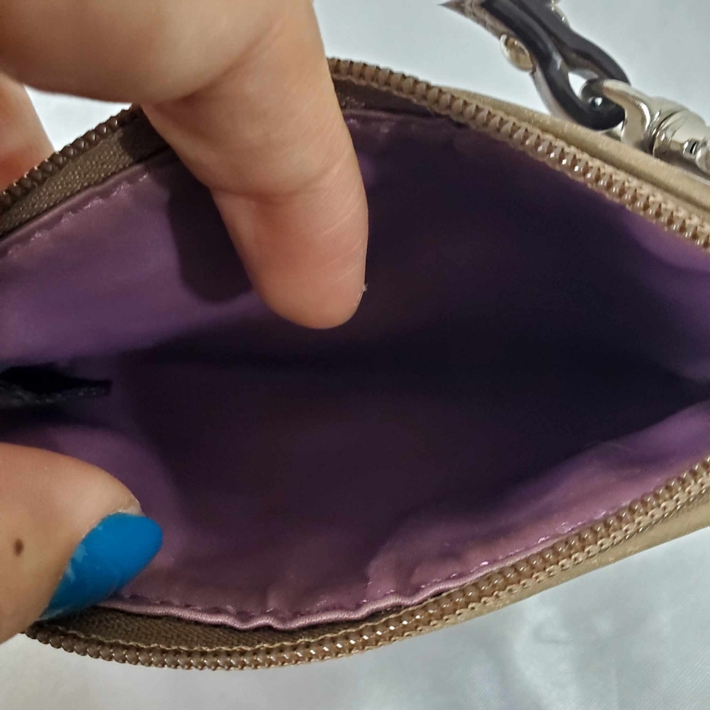 Coach Madison Signature Sateen Purple & Brown small Wristlet with Tag Strap - Picture 4 of 6